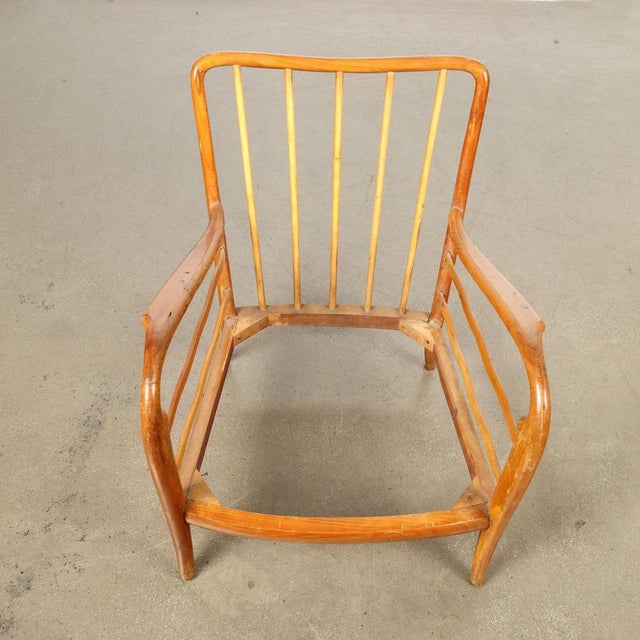 Vintage Armchair in Beech and Fabric, Italy, 1950s For Sale - Image 5 of 10