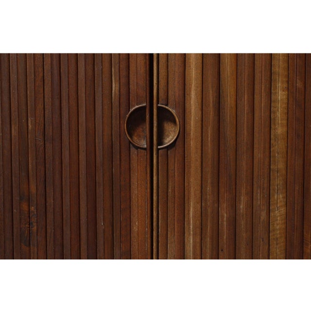 Kurt Olsen Wall Unit / Tall Walnut Sideboard With Tambour Doors For Sale - Image 9 of 10
