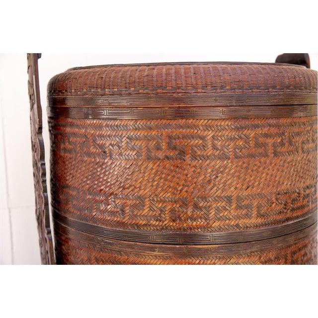 Antique Chinese Woven Bamboo Wedding Basket For Sale - Image 14 of 14