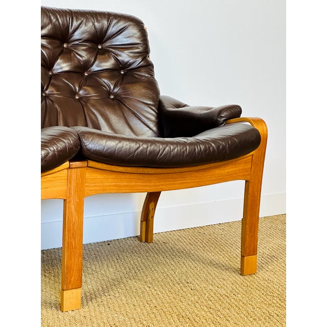 Vintage Scandinavian Teak and Leather Bench, 1960 For Sale - Image 11 of 17