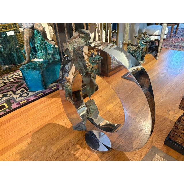 Silver 1980s Post-Modern Stainless Steel and Bronze Sculpture by Gary Slater For Sale - Image 8 of 11