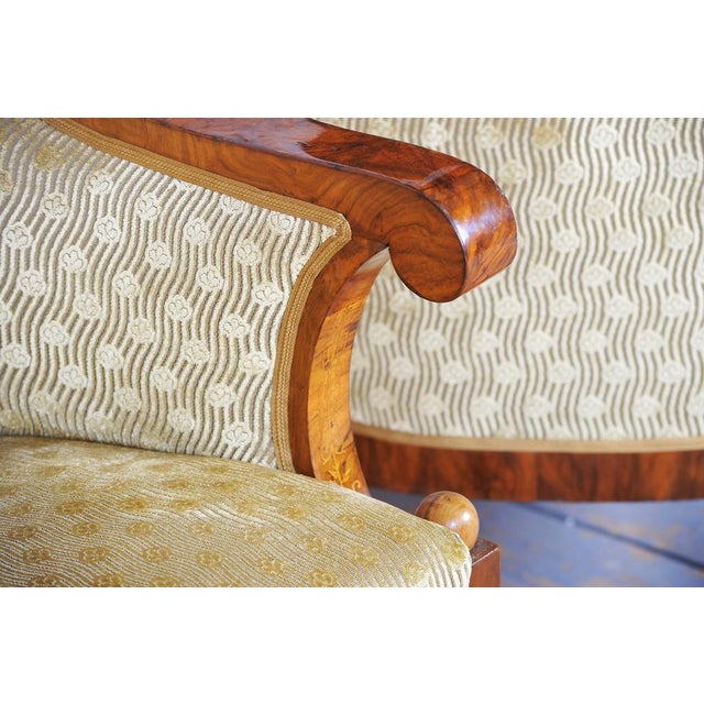 Empire Upholstered and Inlaid Walnut Living Room Set, Austria, 1810s, Set of 3 For Sale - Image 17 of 18