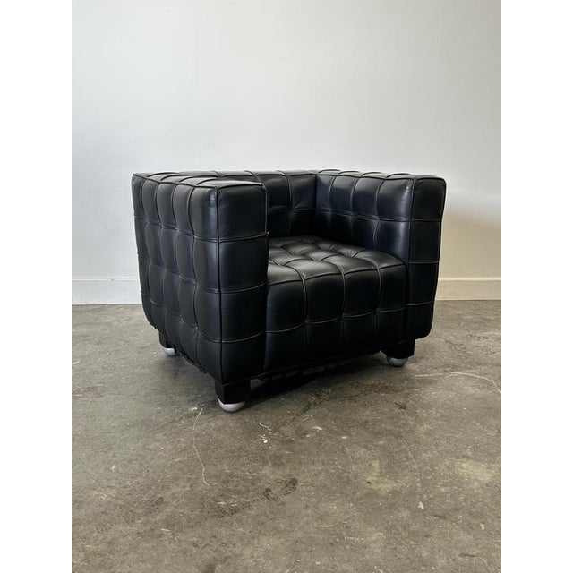 Animal Skin Kubus Leather Armchair by Josef Hoffmann for Wittmann, 1980s For Sale - Image 7 of 9