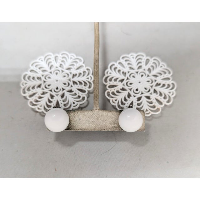 Mid-Century Modern Vintage 1960s Signed Napier White Lucite Cut Out Drop Clip Earrings For Sale - Image 3 of 7