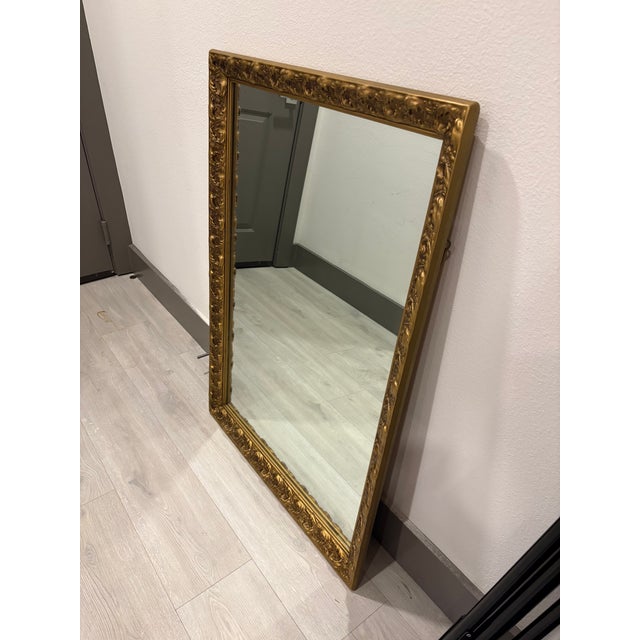 Wood Large Vintage Ornate Baroque-Style Gold Gilt Wood Wall Mirror For Sale - Image 7 of 9