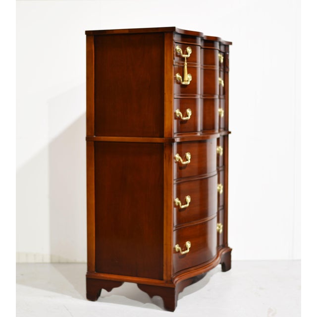 Vintage Georgian Style Mahogany Tall Chest of Drawers With Brass Bail Hardware For Sale In Chicago - Image 6 of 13