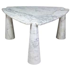 Eros Triangle Center Table in White Carrara Marble by Angelo Mangiarotti for Skipper, 1970s