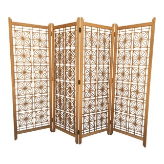 Mid-Century Modern Teak Folding Screen/ Room Divider For Sale