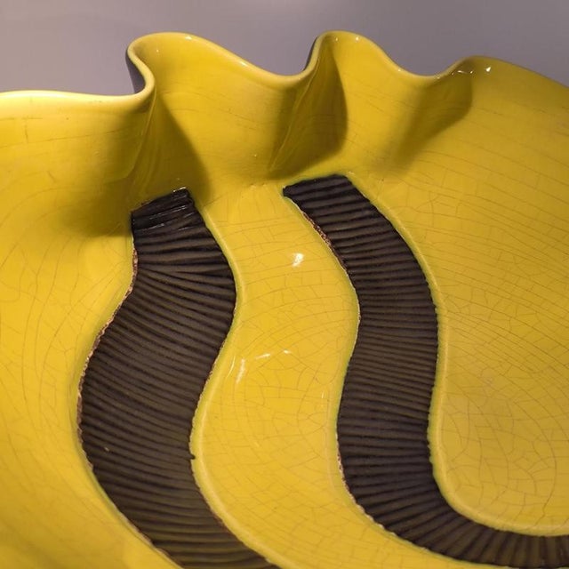 Ceramic Freeform Cup Yellow and Black Glazed Ceramic by Elchinger, France, 1960 For Sale - Image 7 of 15