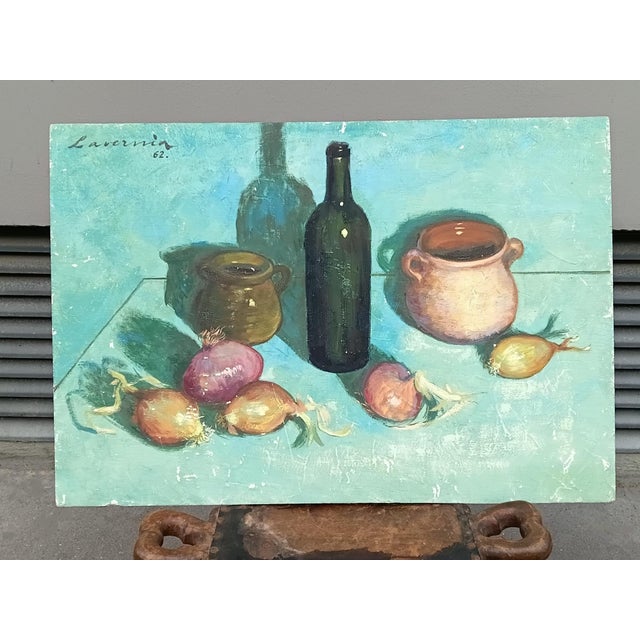 Large French Original Oil Painting 1962 by Angelina Lavernia For Sale In Miami - Image 6 of 11