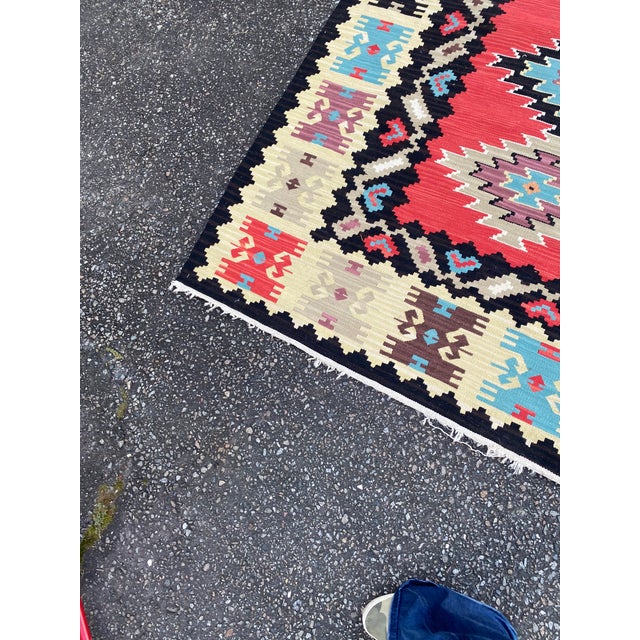 Large Vintage Kilim Turkish Rug For Sale - Image 4 of 9