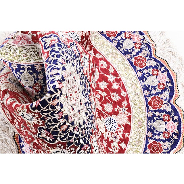 Ghom Silk Rug in Crimson For Sale - Image 9 of 14