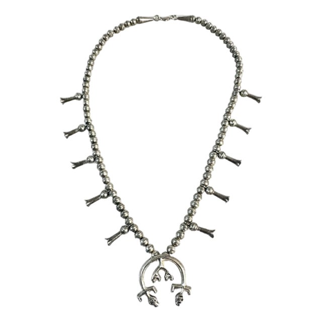 Vintage Sterling Silver Beaded Squash Necklace For Sale