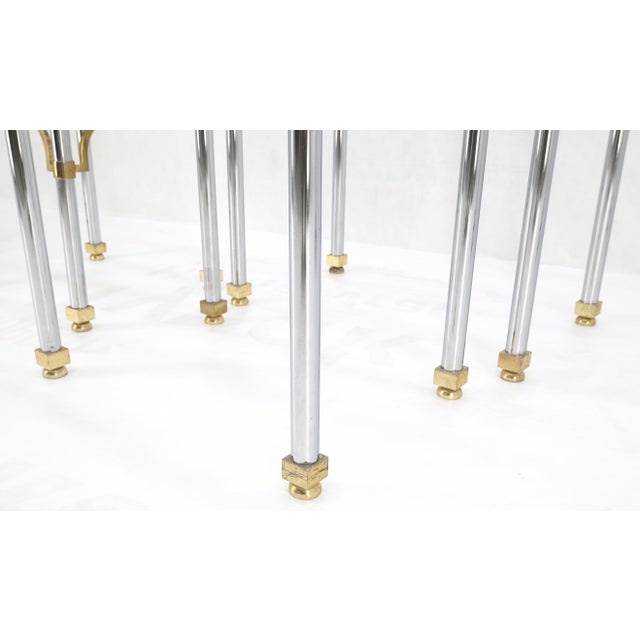 Set of 3 Chrome & Brass Glass Tops End Nesting Side Lamp Tables MINT For Sale - Image 15 of 15