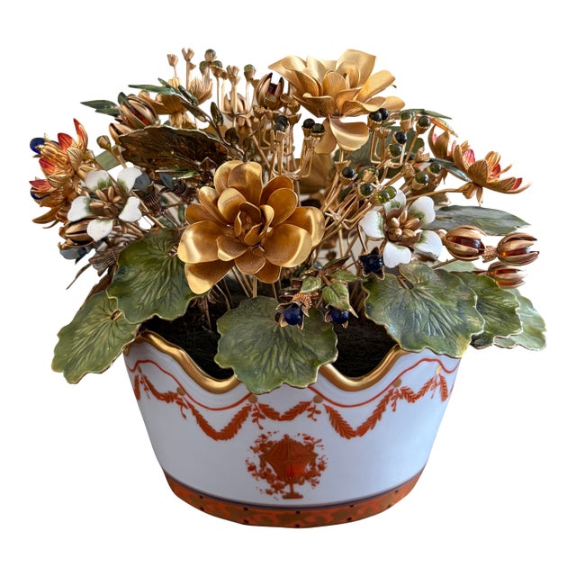 1970s Fleurs Des Siècles Enamel Flower Bouquet by Vista Alegre for Mottahedeh For Sale