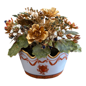 1970s Fleurs Des Siècles Enamel Flower Bouquet by Vista Alegre for Mottahedeh