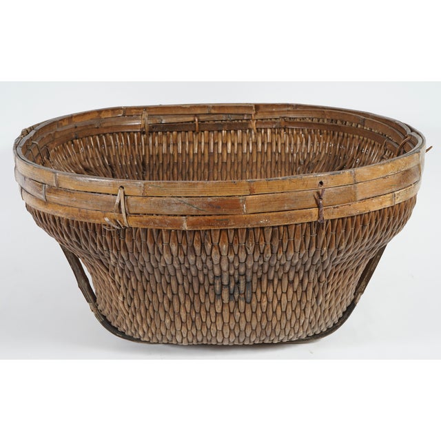 Chinese Large Vintage Chinese Handwoven Water Basket For Sale - Image 3 of 11
