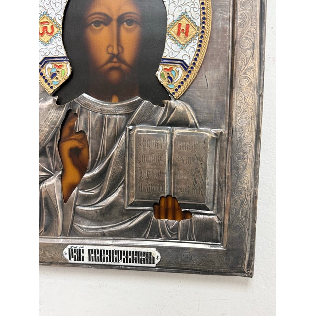 Orthodox Silver Overlaid "Ruler of All" Pantocrator For Sale - Image 10 of 12