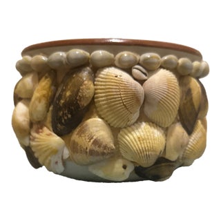 Sea Shell Decorative Bowl & Planter Vintage Coastal Decor For Sale