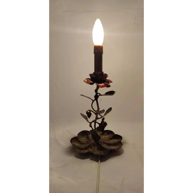 Wrought Iron Rose Bush Shaped Table Lamp. France, 1950s For Sale - Image 10 of 12