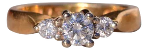The Tripley: Vintage Three Stone Natural Diamond Engagement Ring in Yellow Gold