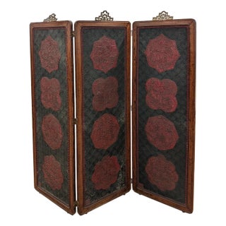 A Fine Antique Chinese Lacquer and Hardwood Folding Screen For Sale