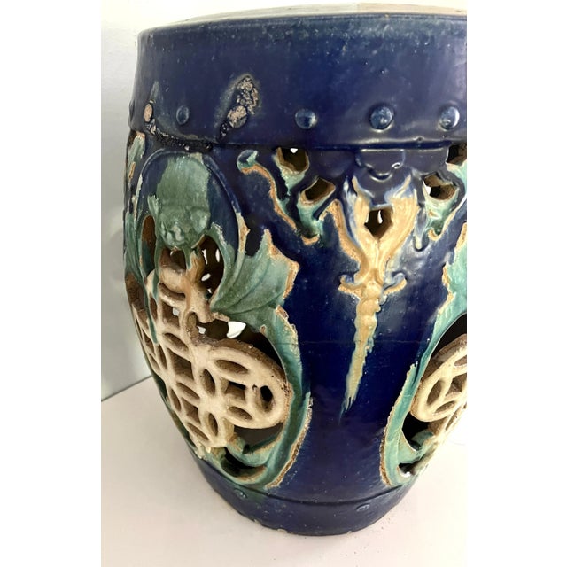 Terracotta Asian Inspired Garden Stool Table or Stand For Sale - Image 9 of 10