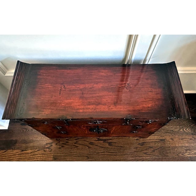 Wood Antique Korean Scholar Book Storage Chest with Buddhism Symbols For Sale - Image 7 of 12