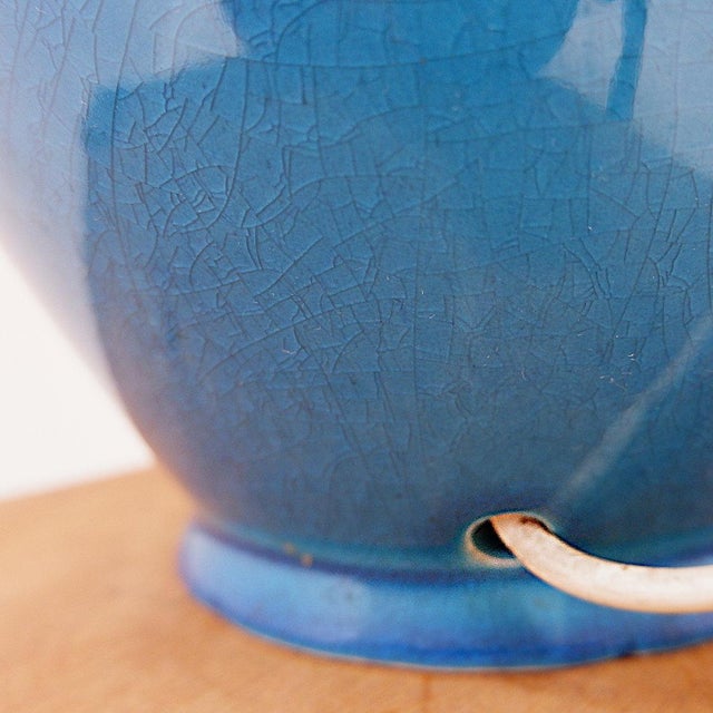 Turquoise Turquoise Ceramic Table Lamp, 1960s For Sale - Image 8 of 13