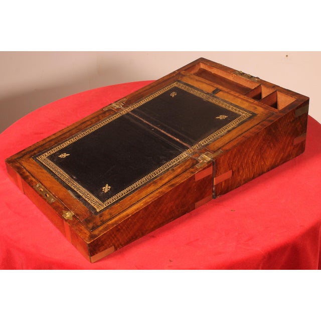 Wood 19th Century Walnut Marine Writing Desk with Hidden Compartment For Sale - Image 7 of 13