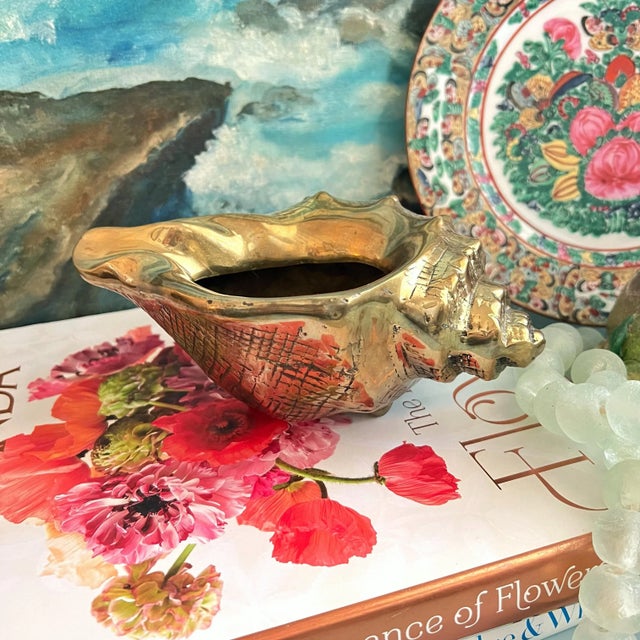 Metal Mid-Century Brass Conch Sea Shell For Sale - Image 7 of 11