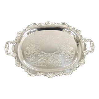Vintage Bristol Poole 145 Silver Plated Victorian Oval Serving Platter Bar Tray For Sale