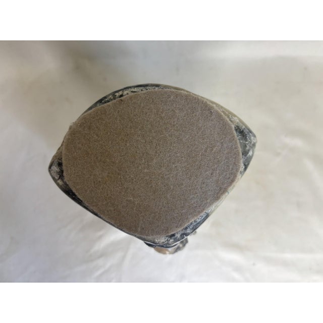 Dove Gray Early 20th Century Carved Soapstone Vase For Sale - Image 8 of 9