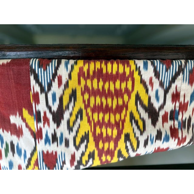 Textile Vintage Woven Ikat Chapan Robe Central Asia Uzbekistan For Sale - Image 7 of 17