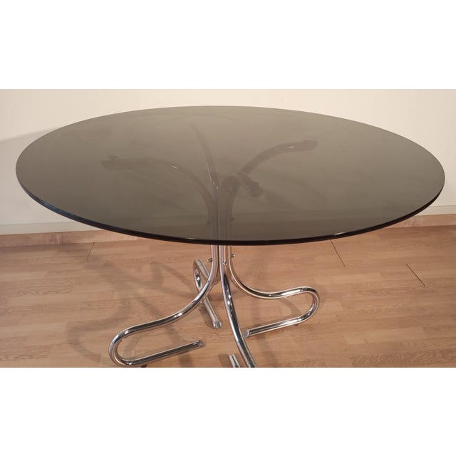 Vintage Italian Smoked Glass Chrome Coffee Table, 1970s For Sale - Image 16 of 18