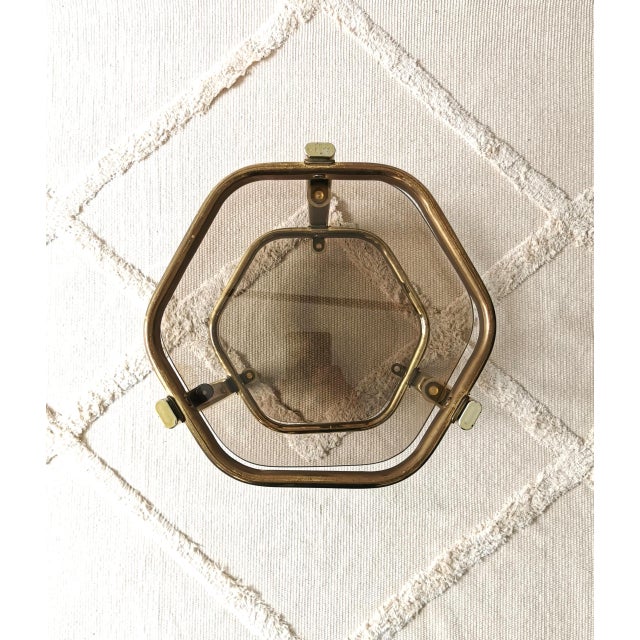 Vintage Hollywood Regency Side Table in Gold and Smoked Glass, 1970s For Sale - Image 6 of 8