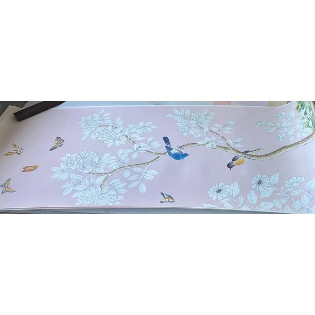 Art Deco 24" *53"/Panel, a Set of 2 Panels Pink Chinoiserie Printed Wallpaper Panels, For Sale - Image 3 of 7