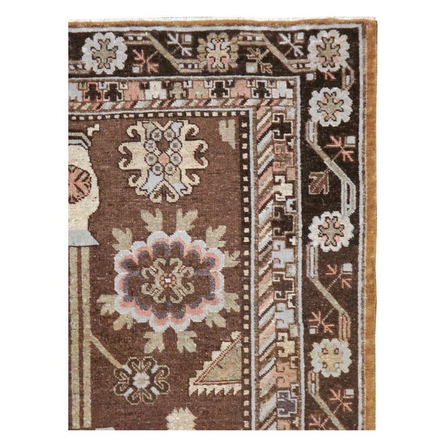 Rustic Galerie Shabab Collection Early 20th Century Handmade East Turkestan Khotan Gallery Accent Rug For Sale - Image 3 of 10