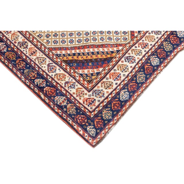 Ivory Antique Persian Qashqai Rug 3'4'' x 5'3'' For Sale - Image 8 of 12