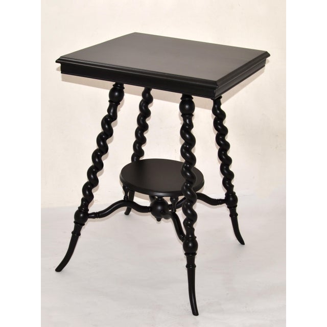 Victorian Early 20th Century French Barley Twist Table Black Finish Hand-Carved For Sale - Image 15 of 15