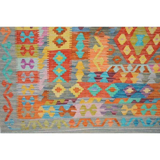 Shabby Chic Vintage Afghan Hand Made Wool Maimana Kilim,7'x9'7" For Sale - Image 3 of 4