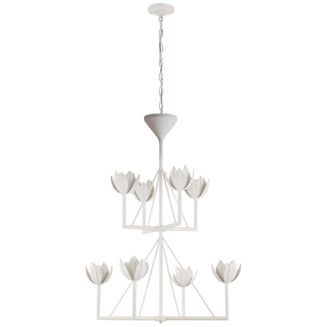 Julie Neill for Visual Comfort Signature Alberto Medium Two-Tier Chandelier in Plaster White For Sale