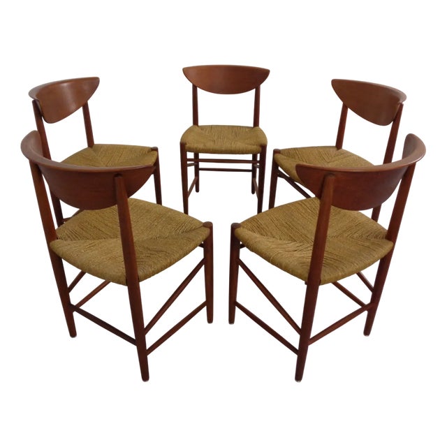Modell 316 Dining Chairs by Peter Hvidt & Orla Mølgaard-Nielsen for Søborg Furniture, Denmark, 1950s, Set of 5 For Sale