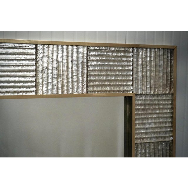 Mid-Century Modern Mid-Century Italian Murano Silver Art Glass and Brass Console Wall Mirror For Sale - Image 3 of 11