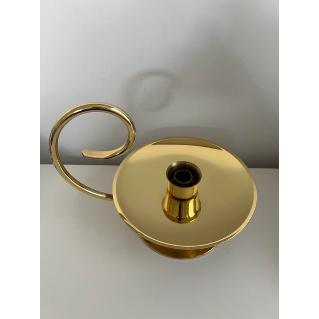 Late 20th Century Large Baldwin Brass Candlestick Candleholder With Curved Handle For Sale - Image 10 of 11