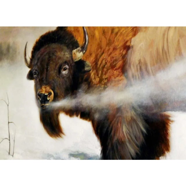 2010s Dave Merrill "Buffalo" Original Oil Board Unframed Hand Signed For Sale - Image 5 of 10