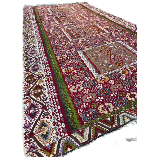 Mid-Century Modern Stunning 90-Year-Old Afshar Flat-Weave Kilim – Exceptional Textile Lovers' Piece Kept in Pristine Trunk Condition For Sale - Image 3 of 7