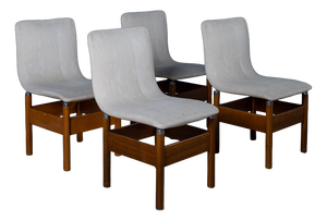 Vintage Chairs in Wood and Metal by Vittorio Introini for Saporiti, Italy, 1960s, Set of 4