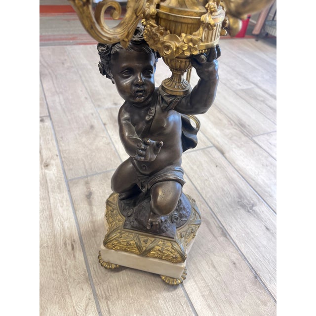 Late 19th Century Antique French Louis XVI Style Figural Candelabra Table Lamp For Sale - Image 5 of 10