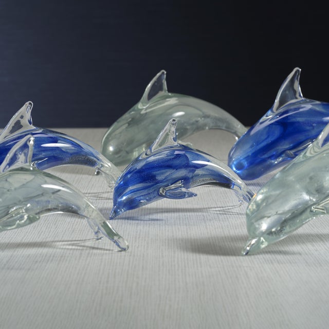 2020s Marinella Decorative Blue Glass Dolphin, Small For Sale - Image 5 of 6